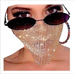 Mask Chain Crystal Metal Masquerade (Gold)